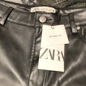 Zara Black Faux Leather Trousers